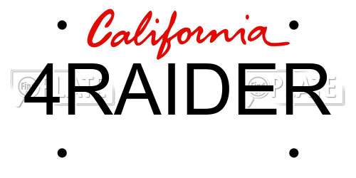 4RAIDER California License Plate