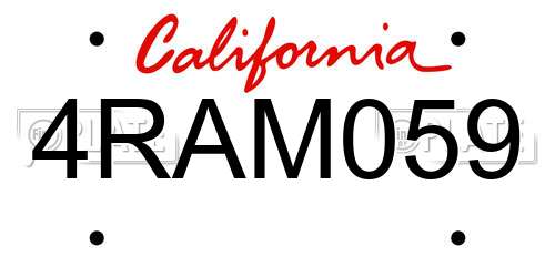 4RAM059 California License Plate