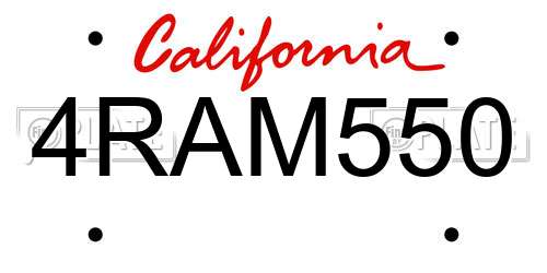 4RAM550 California License Plate