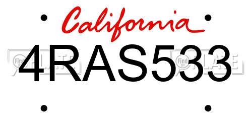 4RAS533 California License Plate