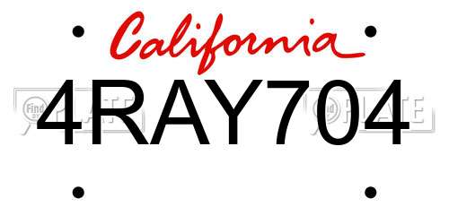 4RAY704 California License Plate