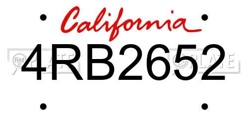 4RB2652 California License Plate