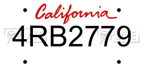 4RB2779 California License Plate