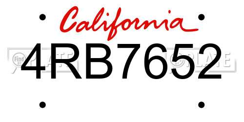4RB7652 California License Plate