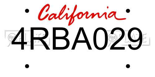 4RBA029 California License Plate