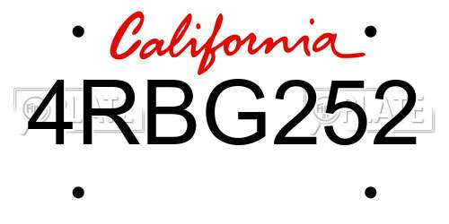 4RBG252 California License Plate