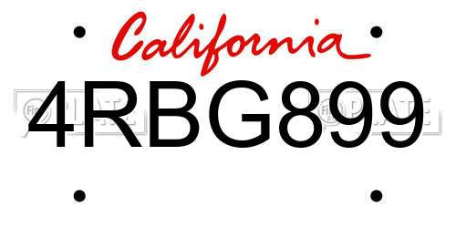 4RBG899 California License Plate