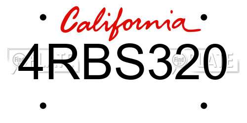 4RBS320 California License Plate