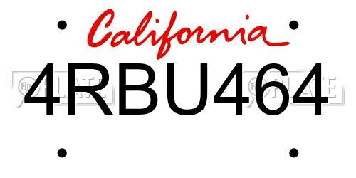 4RBU464 California License Plate