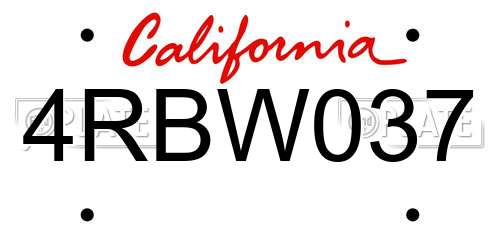 4RBW037 California License Plate