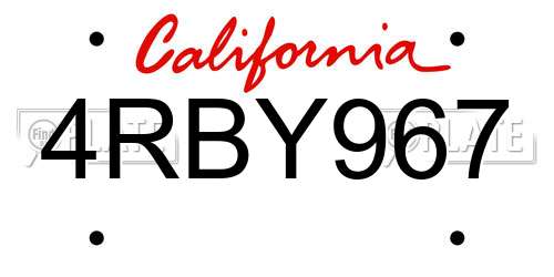 4RBY967 California License Plate
