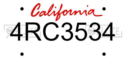4RC3534 California License Plate