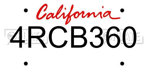 4RCB360 California License Plate