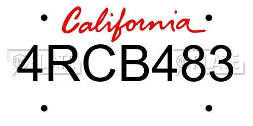 4RCB483 California License Plate