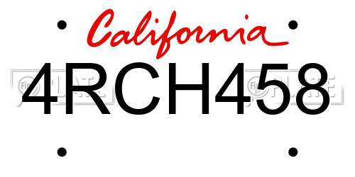 4RCH458 California License Plate