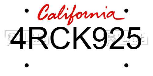 4RCK925 California License Plate