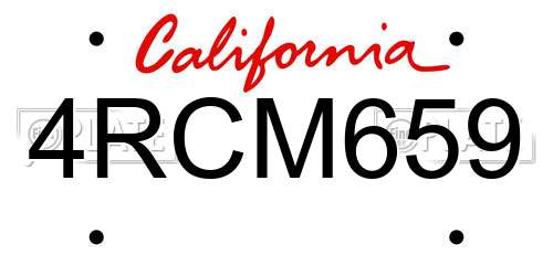 4RCM659 California License Plate
