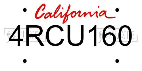 4RCU160 California License Plate