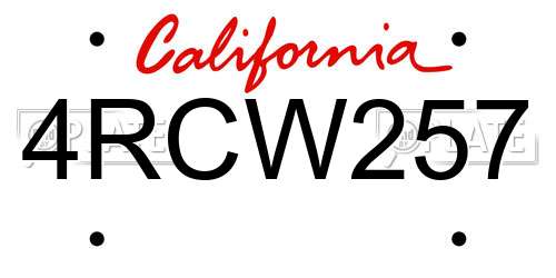 4RCW257 California License Plate