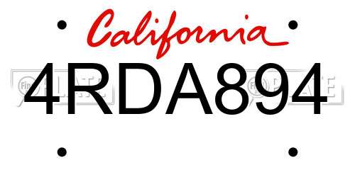 4RDA894 California License Plate
