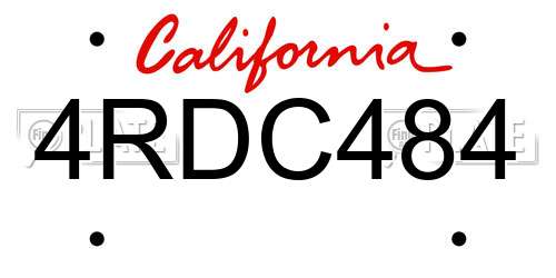 4RDC484 California License Plate