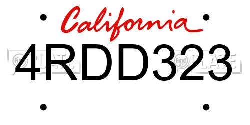 4RDD323 California License Plate