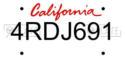 4RDJ691 California License Plate