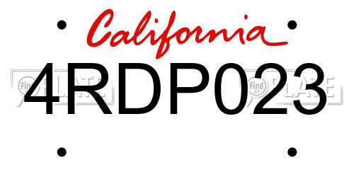 4RDP023 California License Plate