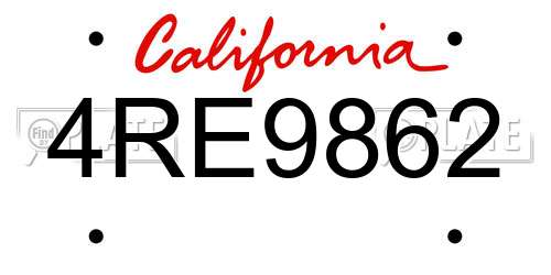 4RE9862 California License Plate