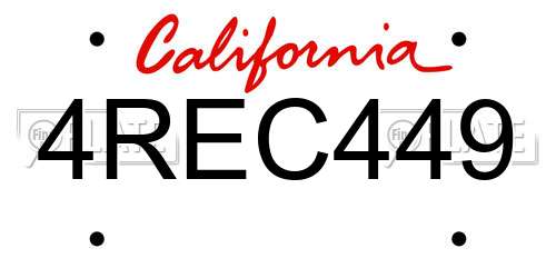 4REC449 California License Plate