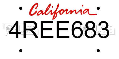 4REE683 California License Plate