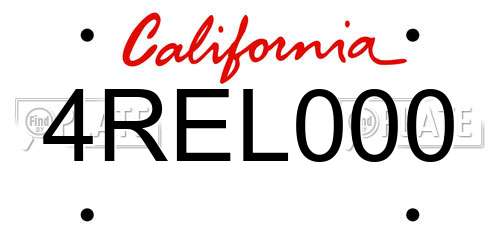 4REL000 California License Plate