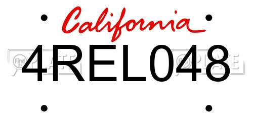 4REL048 California License Plate