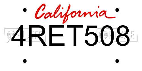 4RET508 California License Plate