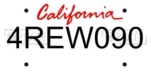 4REW090 California License Plate