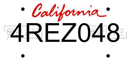 4REZ048 California License Plate