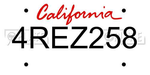 4REZ258 California License Plate