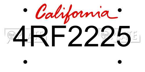 4RF2225 California License Plate