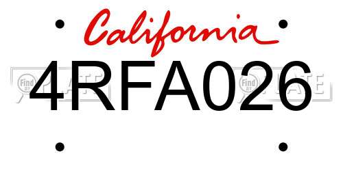 4RFA026 California License Plate