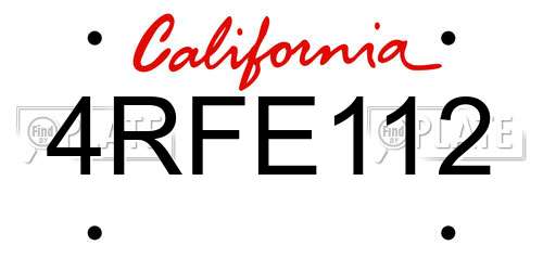 4RFE112 California License Plate