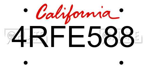 4RFE588 California License Plate