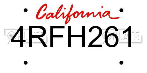 4RFH261 California License Plate