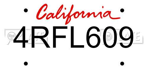 4RFL609 California License Plate
