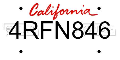 4RFN846 California License Plate