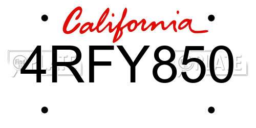 4RFY850 California License Plate