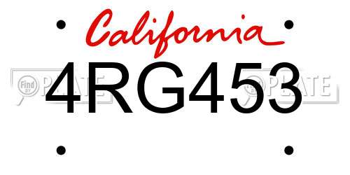 4RG453 California License Plate