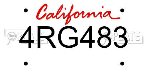 4RG483 California License Plate