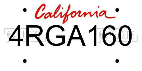 4RGA160 California License Plate