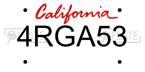4RGA53 California License Plate