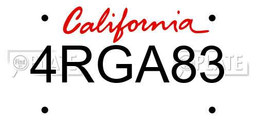 4RGA83 California License Plate